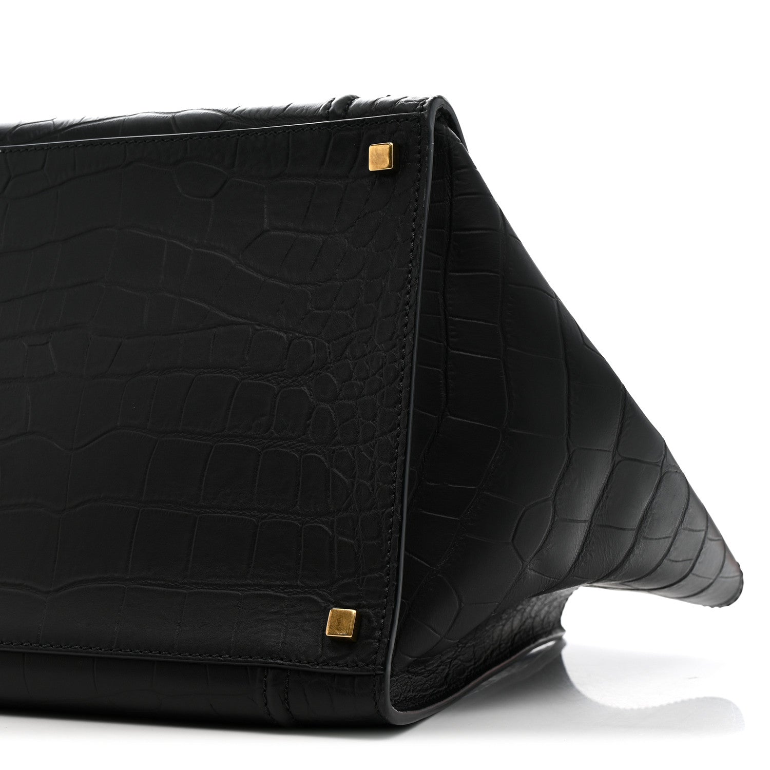 Celine Crocodile Embossed Calfskin Medium Phantom Luggage Black 11 of 13