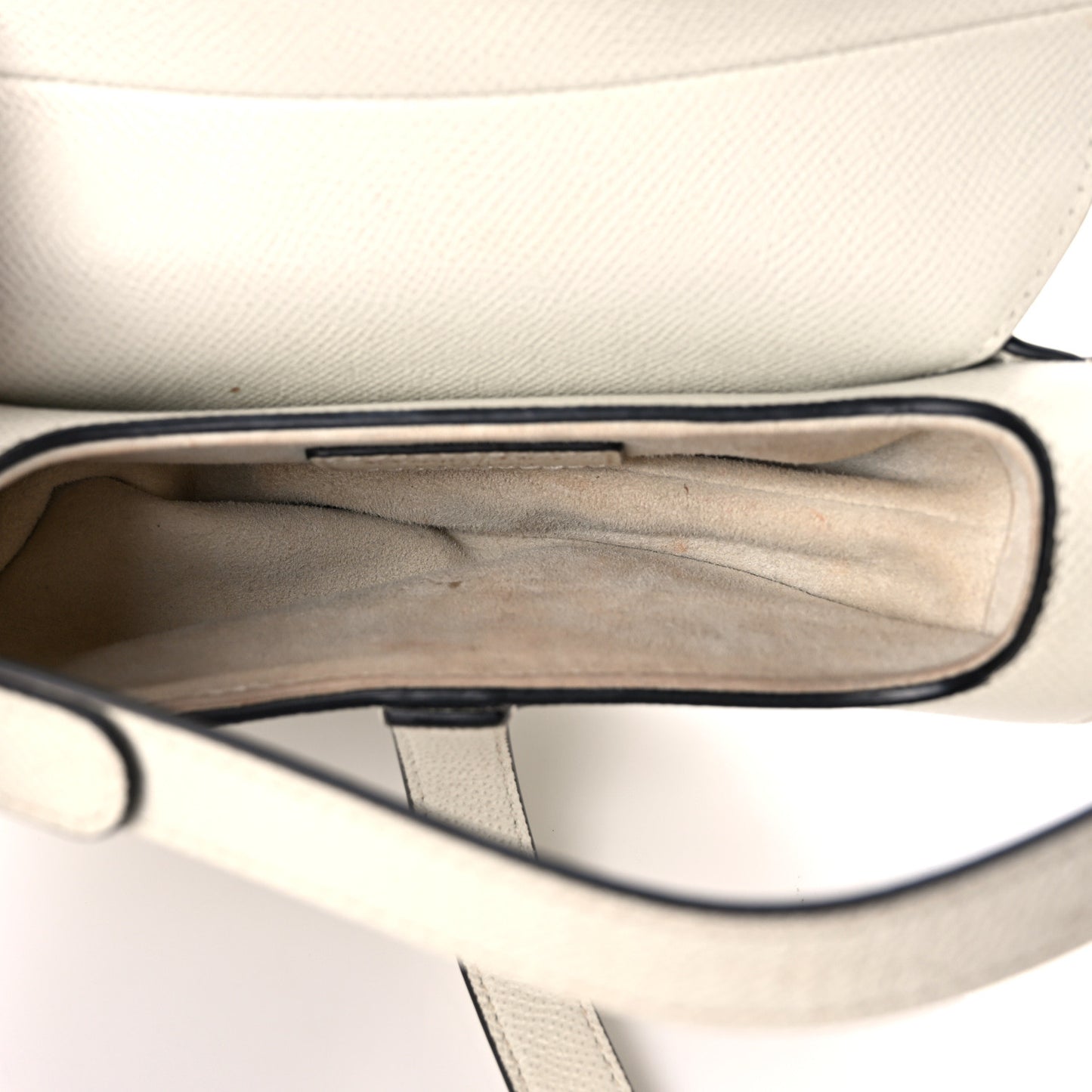 Grained Calfskin Mini Saddle Bag White