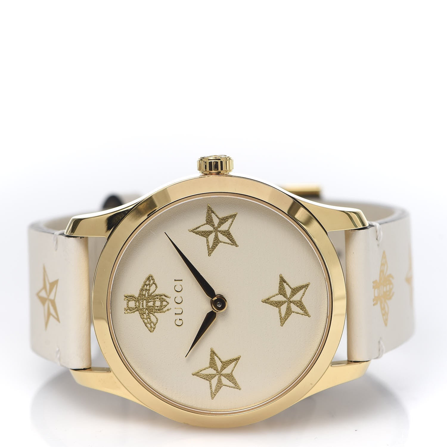 Gucci Stainless Steel Calfskin 38mm G-Timeless Bee Star Quartz Watch White 3 of 6