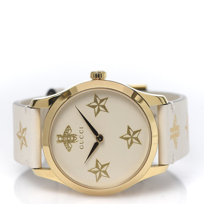 Gucci Stainless Steel Calfskin 38mm G-Timeless Bee Star Quartz Watch White 3 of 6