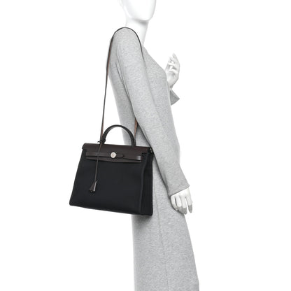 Hermes Toile Vache Hunter Herbag Zip 31 PM Ebene Black 2 of 11