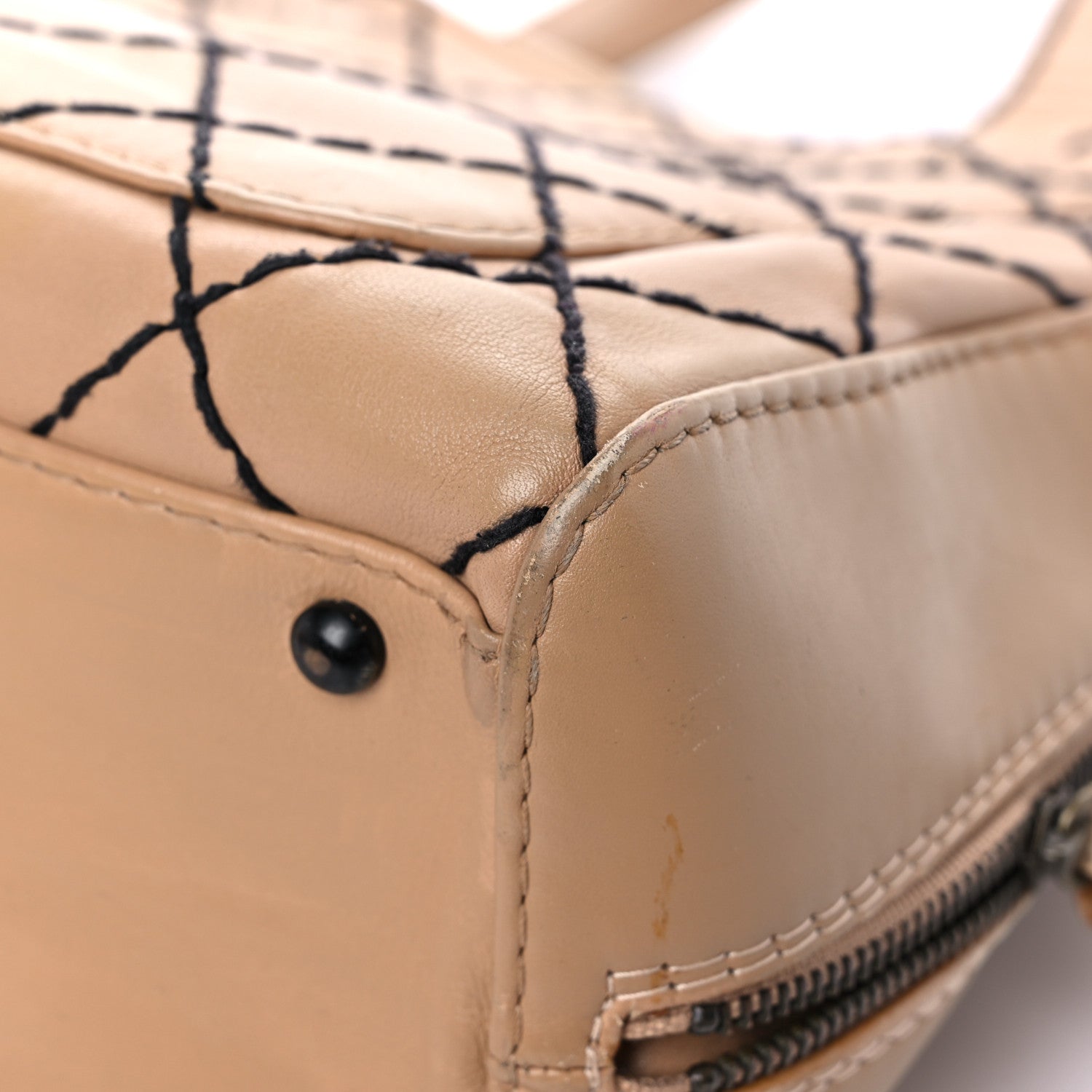 Chanel Calfskin Wild Stitch Vertical Top Handle Bag Beige 13 of 36