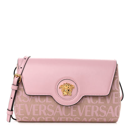 Versace Calfskin Canvas Allover La Medusa Crossbody Bag Pink 1 of 9
