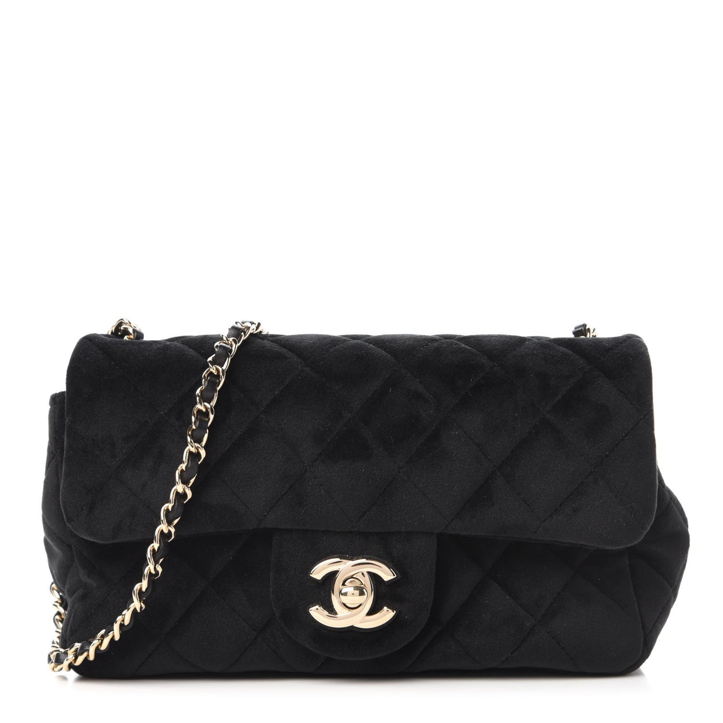 Velvet Quilted Mini Rectangular Pearl Crush Flap Black