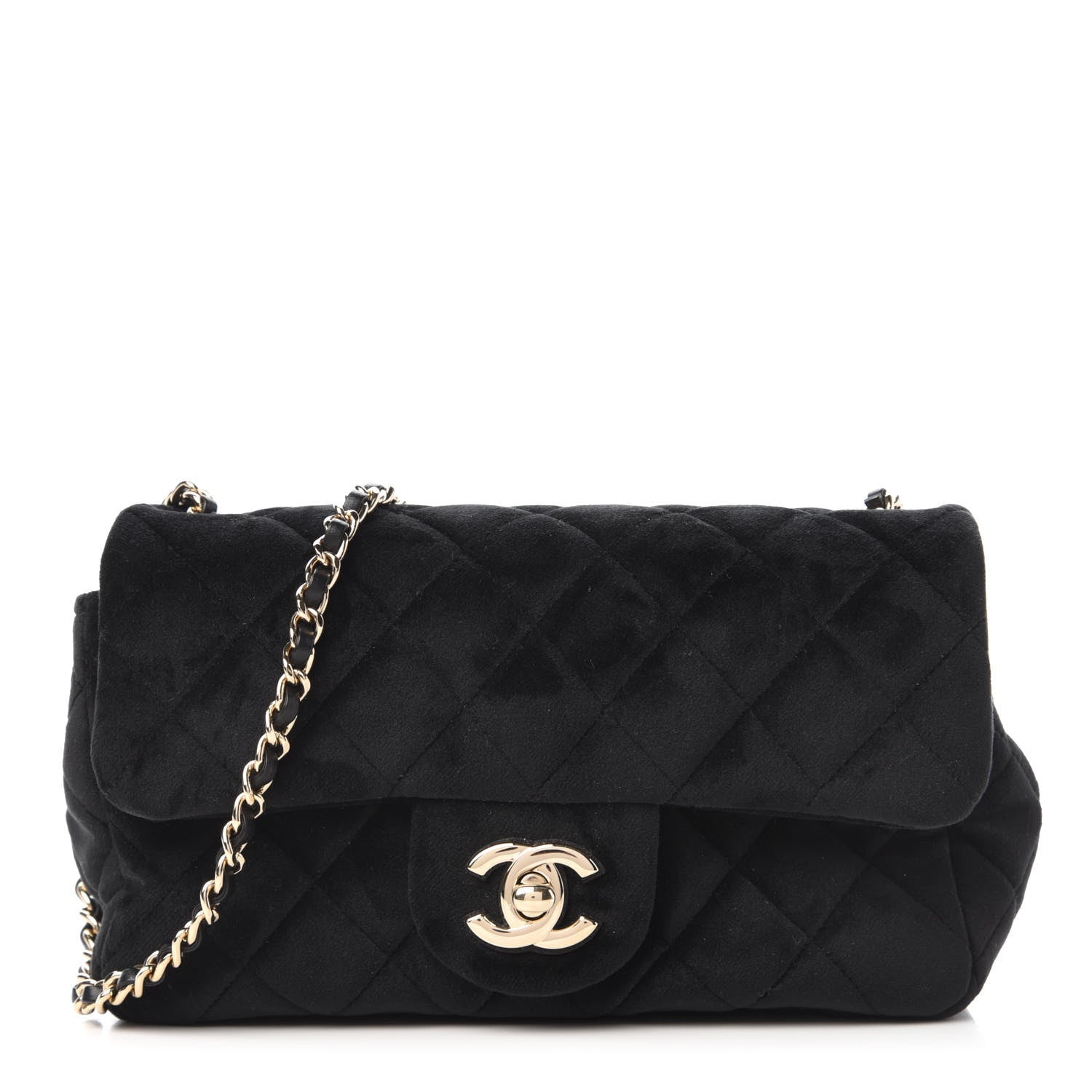 Chanel Velvet Quilted Mini Rectangular Pearl Crush Flap Black 1 of 10