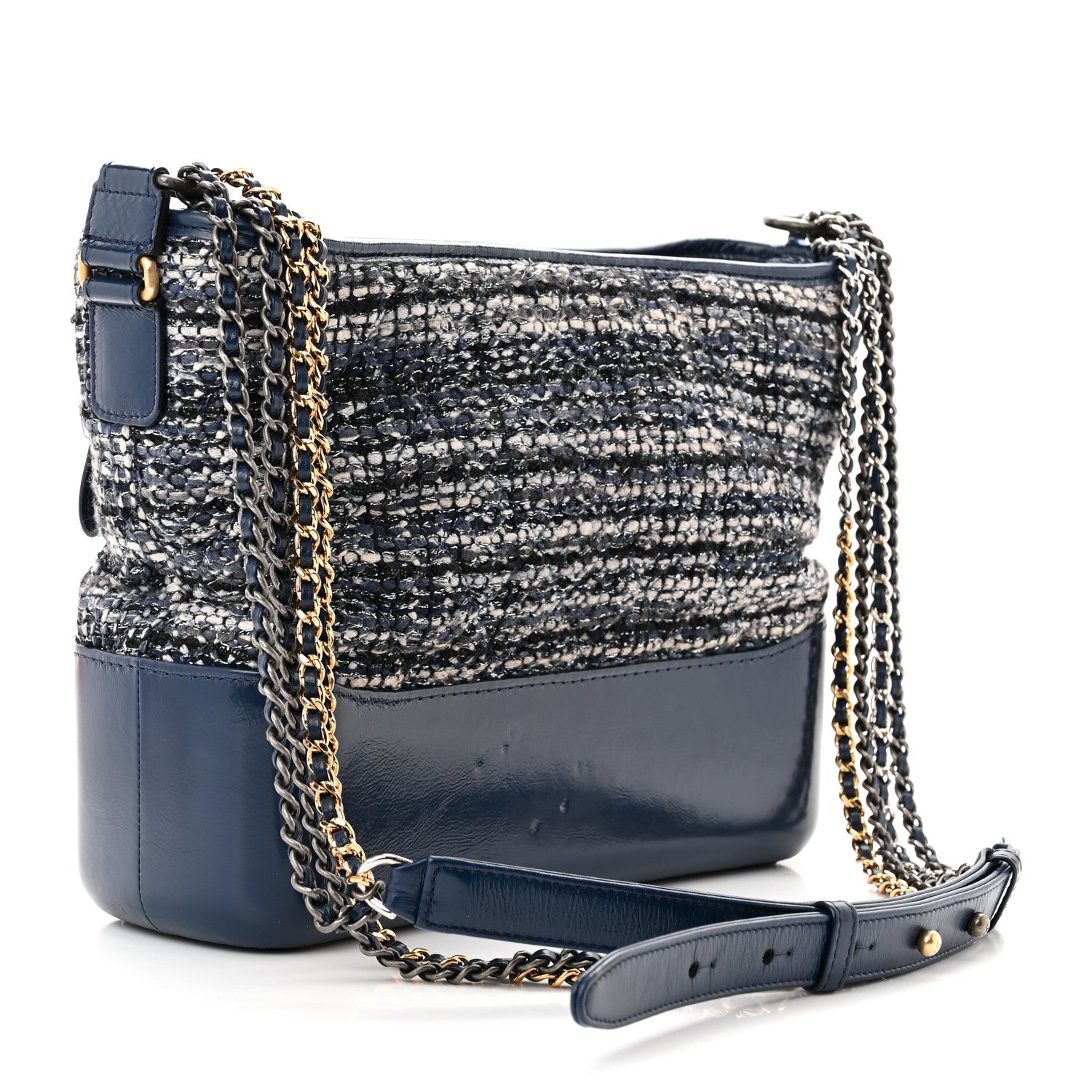 Chanel Tweed Calfskin Medium Gabrielle Hobo Blue 3 of 11