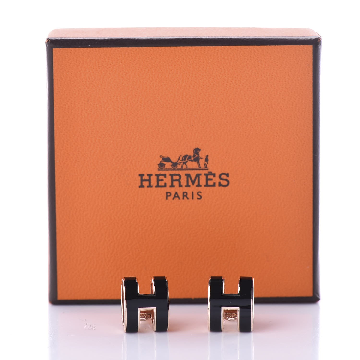 Hermes Gold Lacquered Pop H Earrings Black 7 of 7