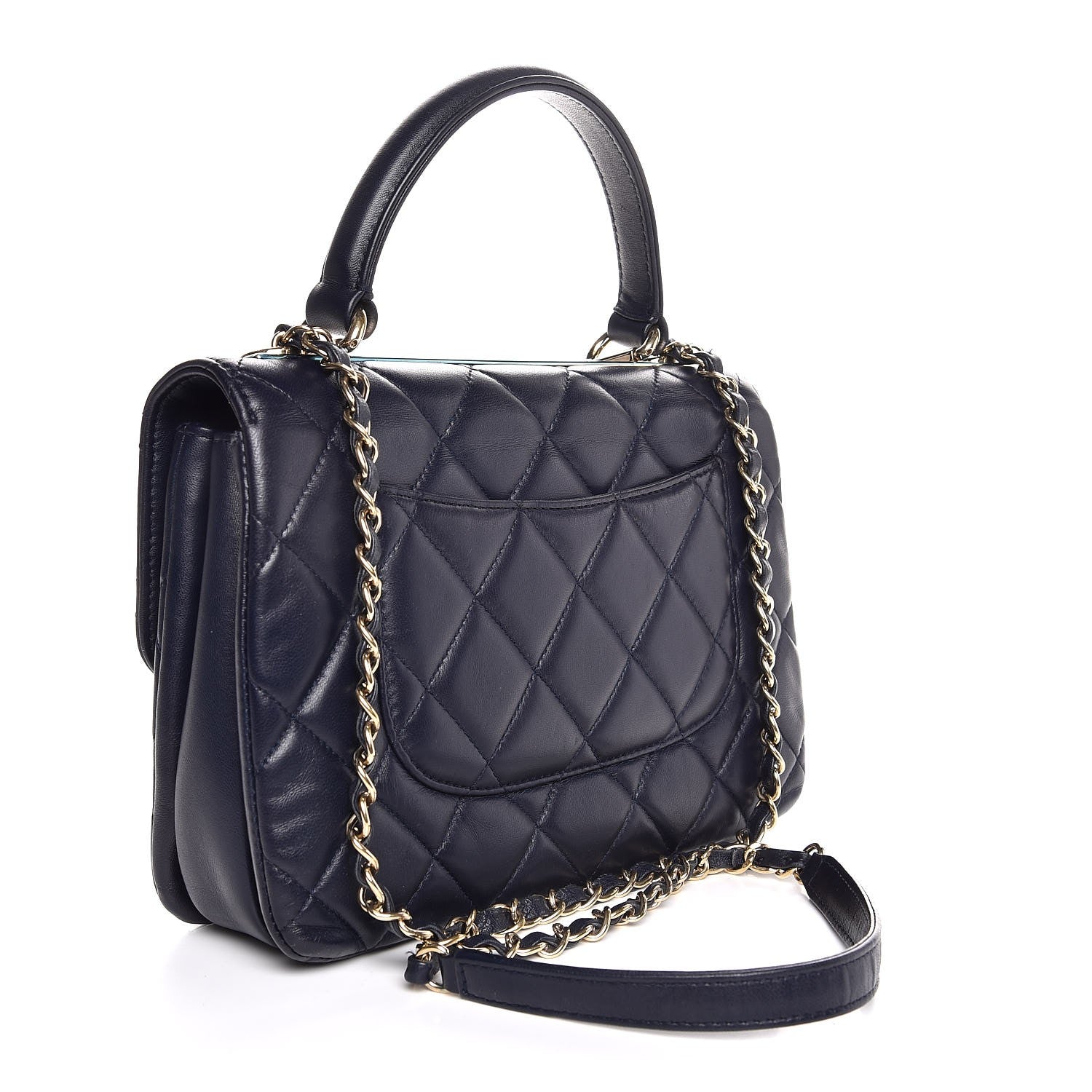 Chanel Lambskin Quilted Small Trendy CC Flap Dual Handle Bag Navy 4 of 9