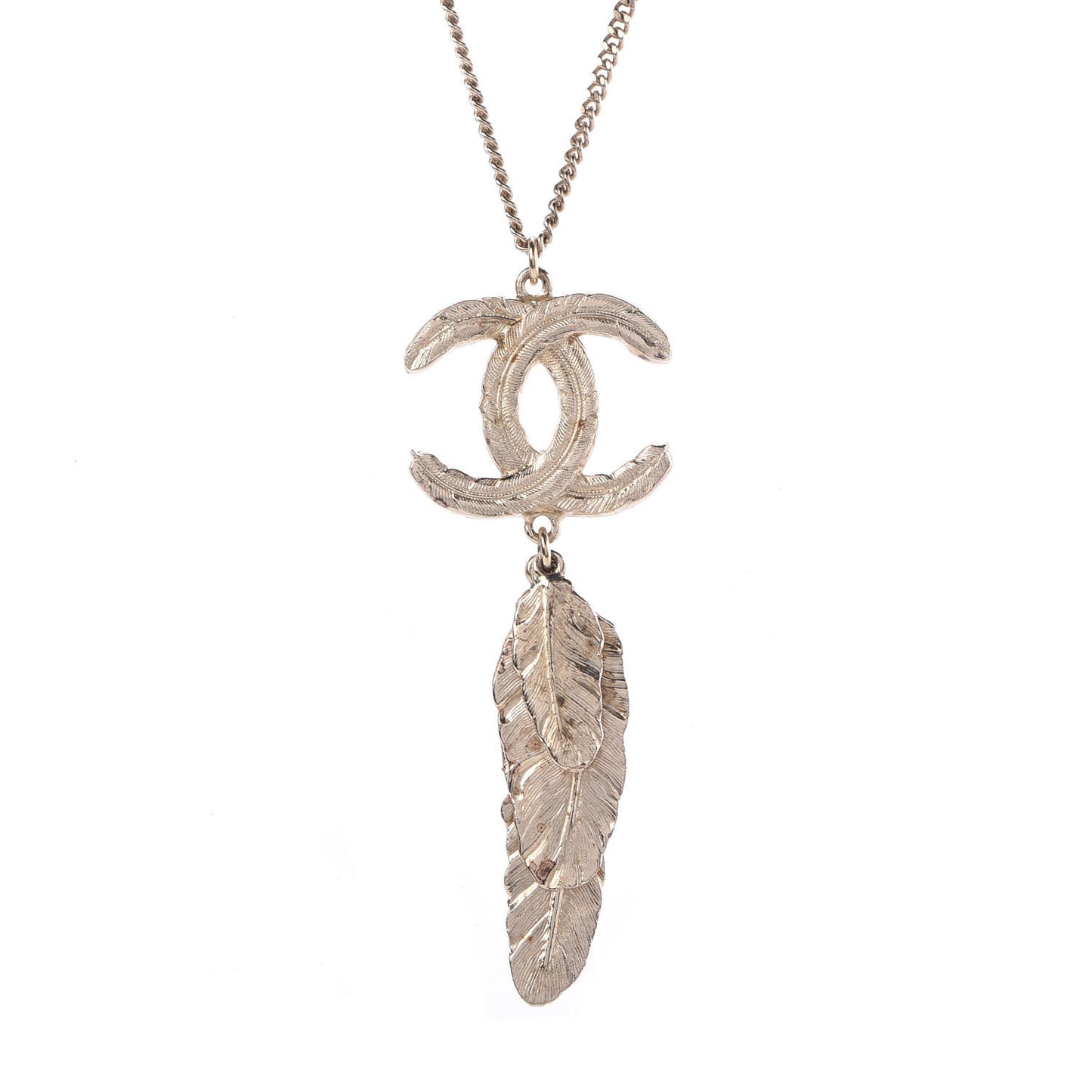 CC Leaf Pendant Necklace Gold