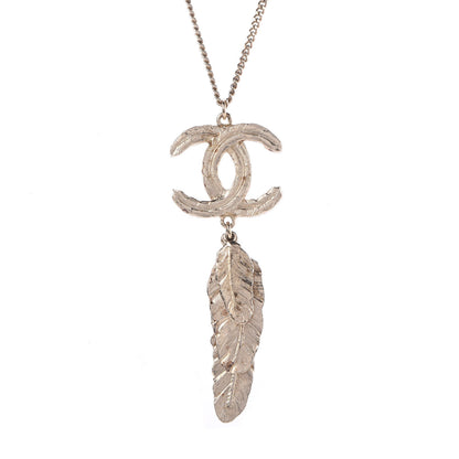 Chanel CC Leaf Pendant Necklace Gold 4 of 6