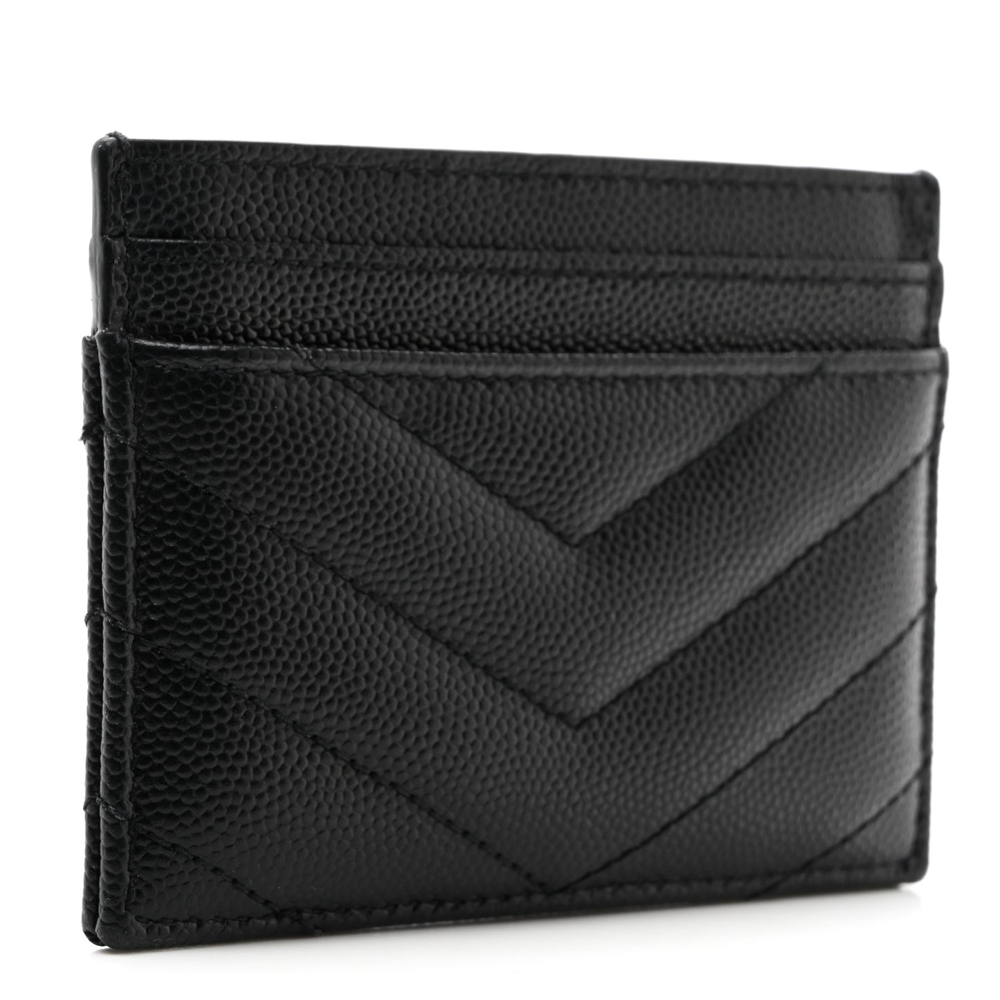 Grain De Poudre Matelasse Chevron Monogram Credit Card Case Black