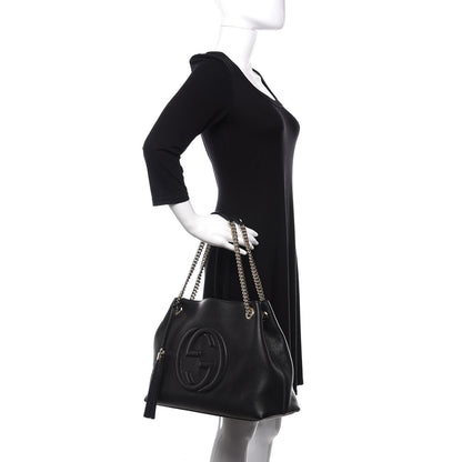 Gucci Pebbled Calfskin Medium Soho Chain Shoulder Bag Black 3 of 8