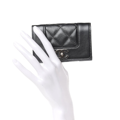 Chanel Caviar Quilted Vintage Mademoiselle Flap Card Holder Black 2 of 8