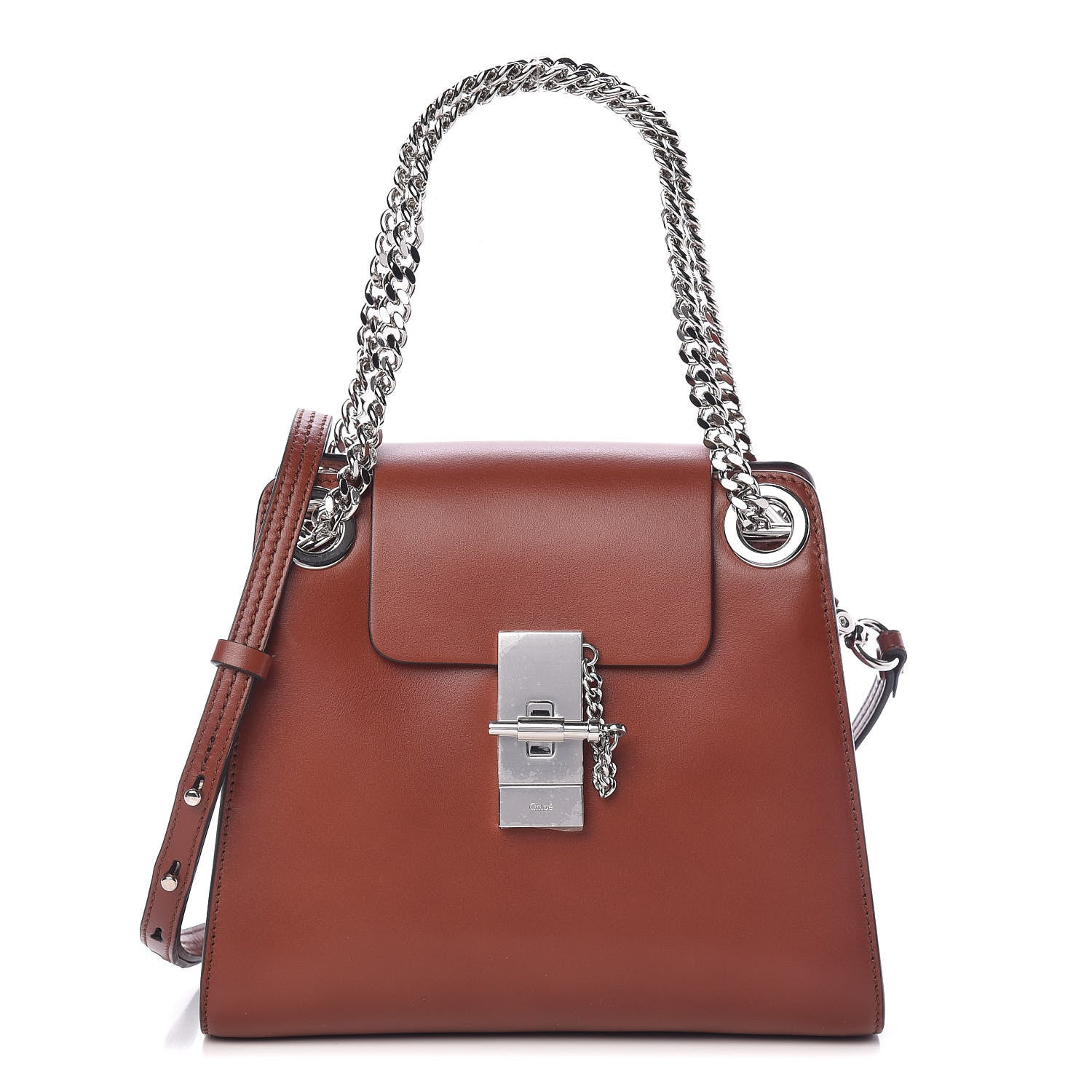 Chloe Shiny Calfskin Mini Annie Shoulder Bag Sepia Brown 1 of 11
