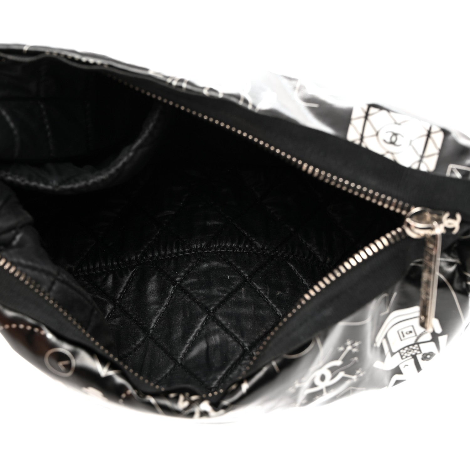 Chanel Coated Canvas Airline Cosmetic Pouch Black White 5 of 8