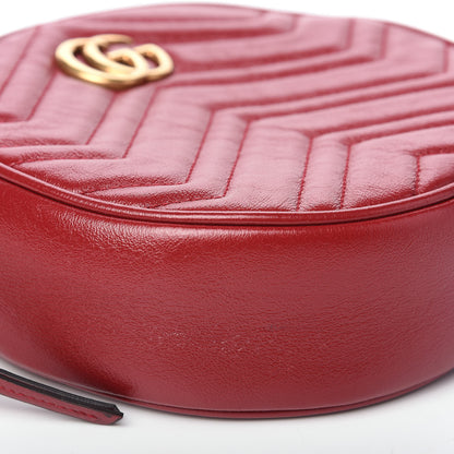 Gucci Glazed Calfskin Matelasse Heart Mini GG Marmont Round Shoulder Bag Romantic Cerise 7 of 9
