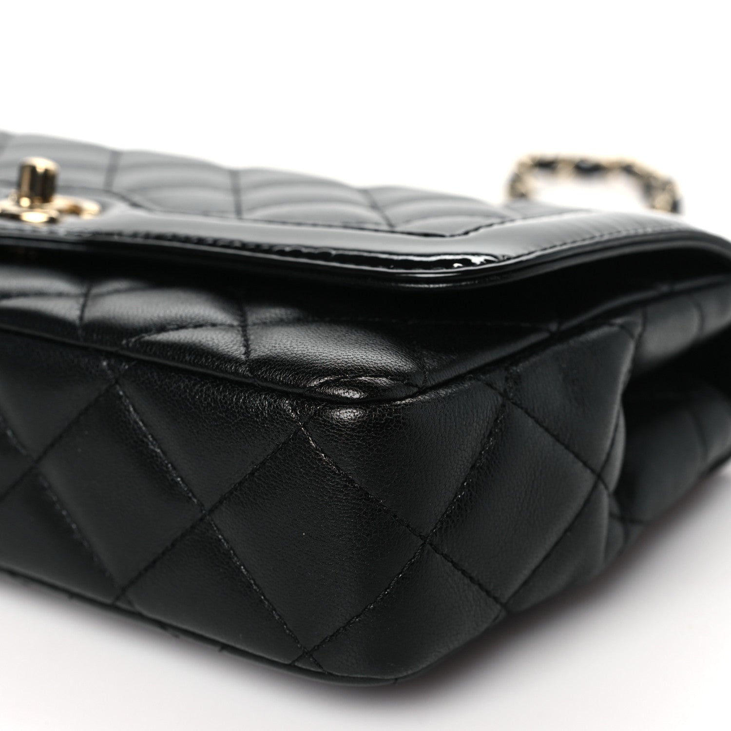Chanel Lambskin Patent Calfskin Quilted Small Flap Bag Black 10 of 11