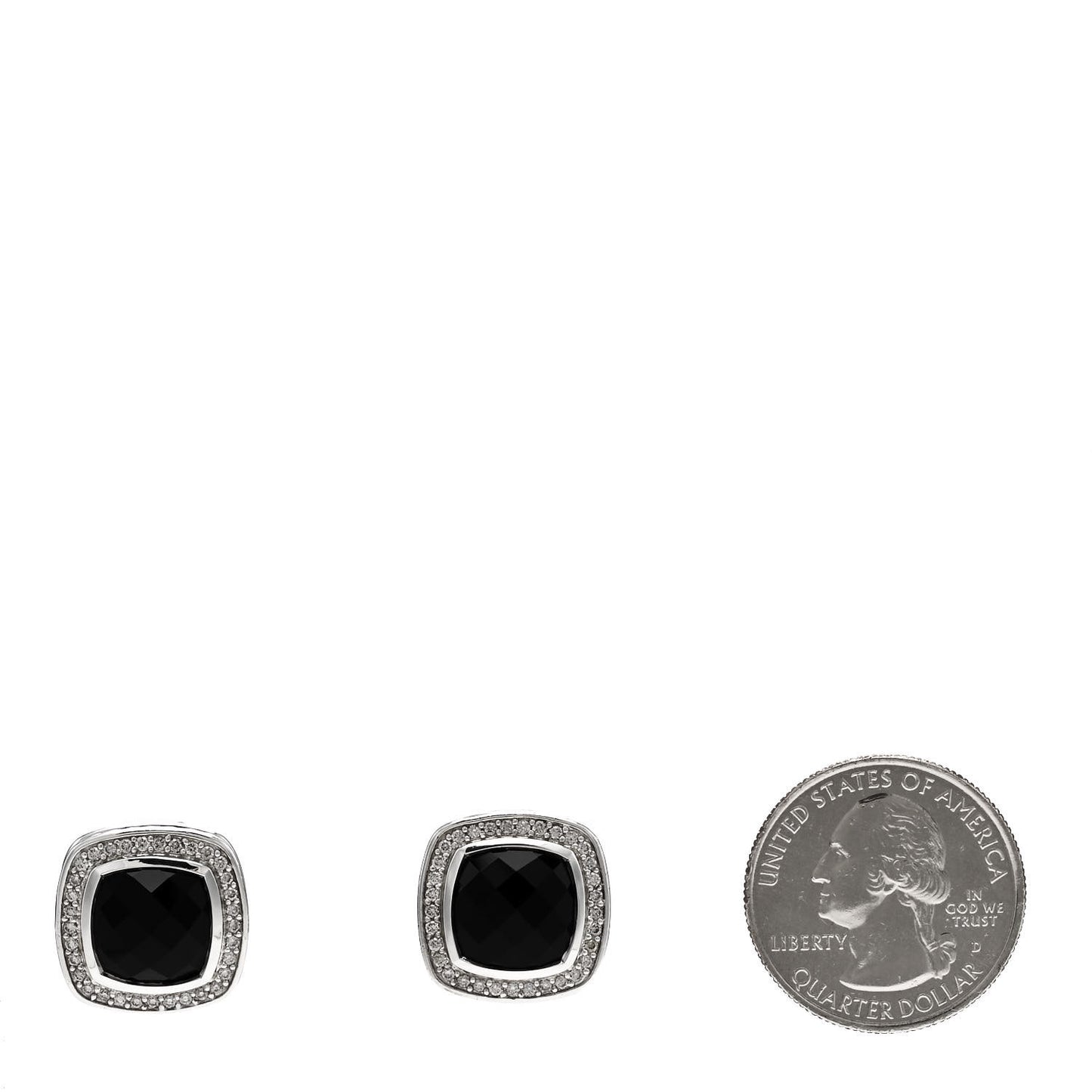 Sterling Silver Pave Diamond Black Onyx 11mm Albion Earrings