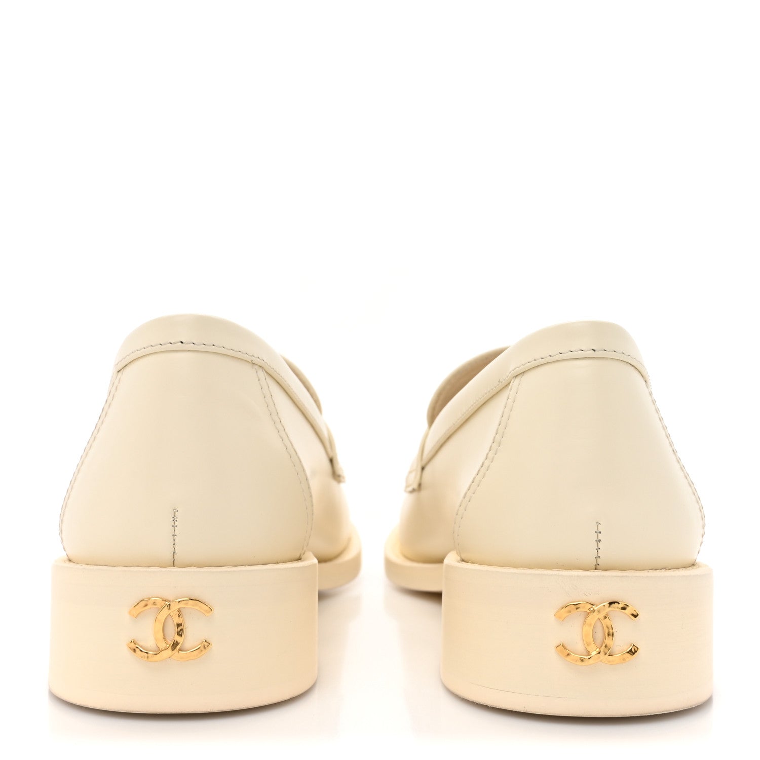 Chanel Calfskin Camellia CC Loafers 39.5 Ivory 4 of 11