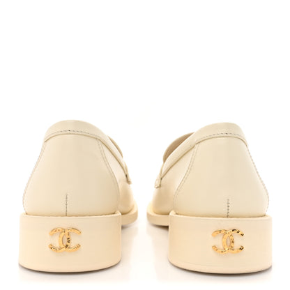 Chanel Calfskin Camellia CC Loafers 39.5 Ivory 4 of 11