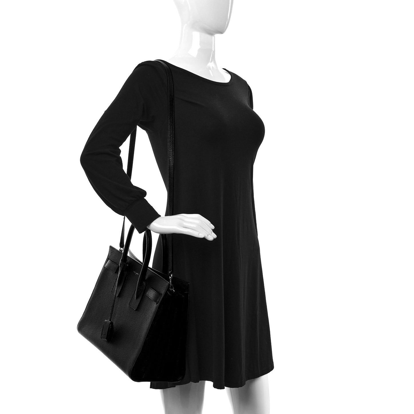 Grained Calfskin Small Sac De Jour Black