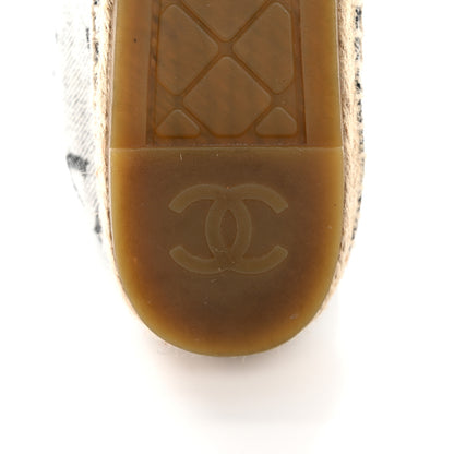Chanel Cotton Jacquard Grosgrain CC Print Espadrilles 38 Grey Black 10 of 11
