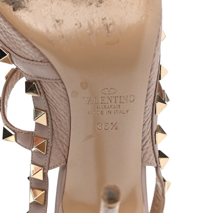 Valentino Garavani Pebbled Calfskin Rockstud Ankle Strap Pumps 36.5 Poudre 7 of 11