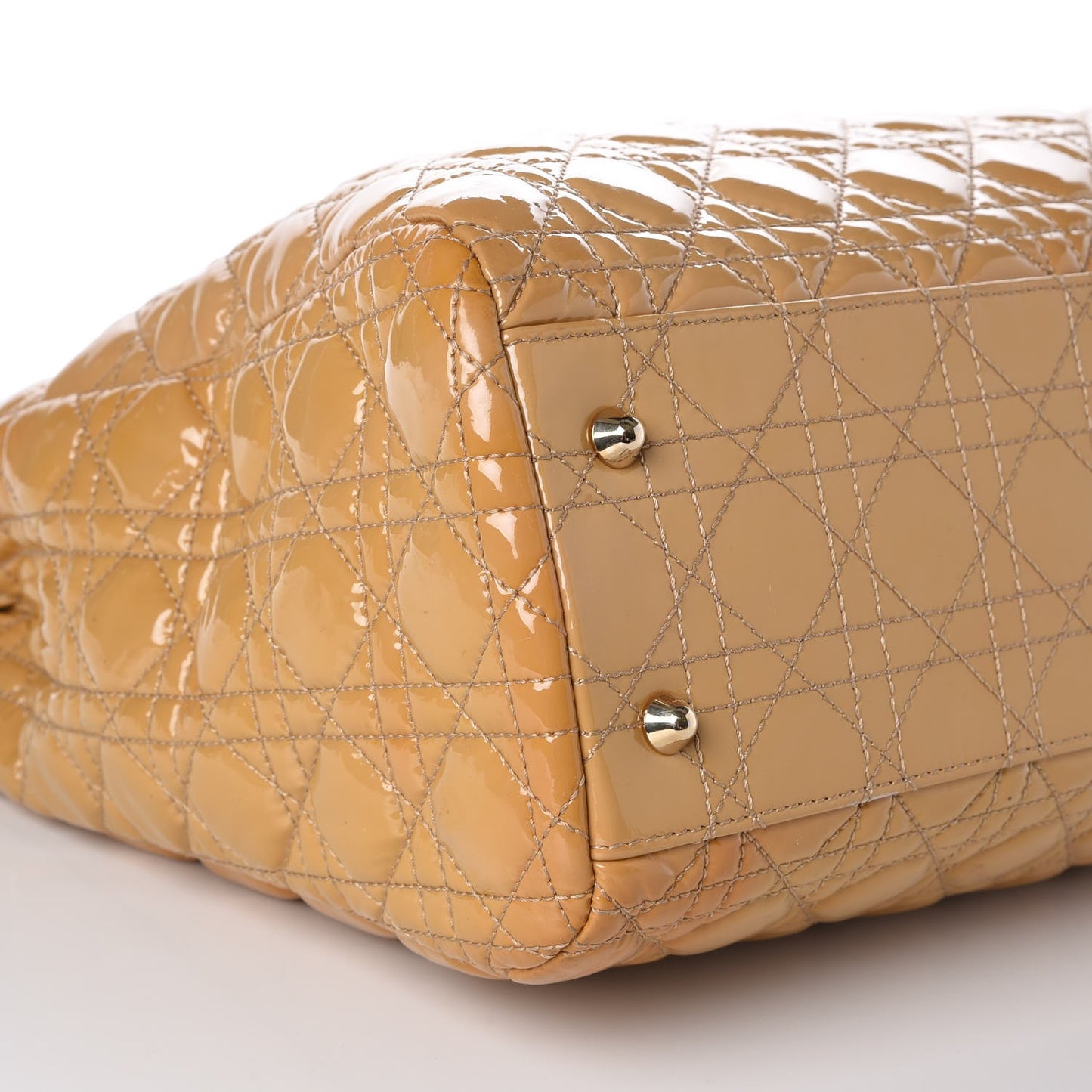 Patent Cannage Large Dior Soft Shopping Tote Beige