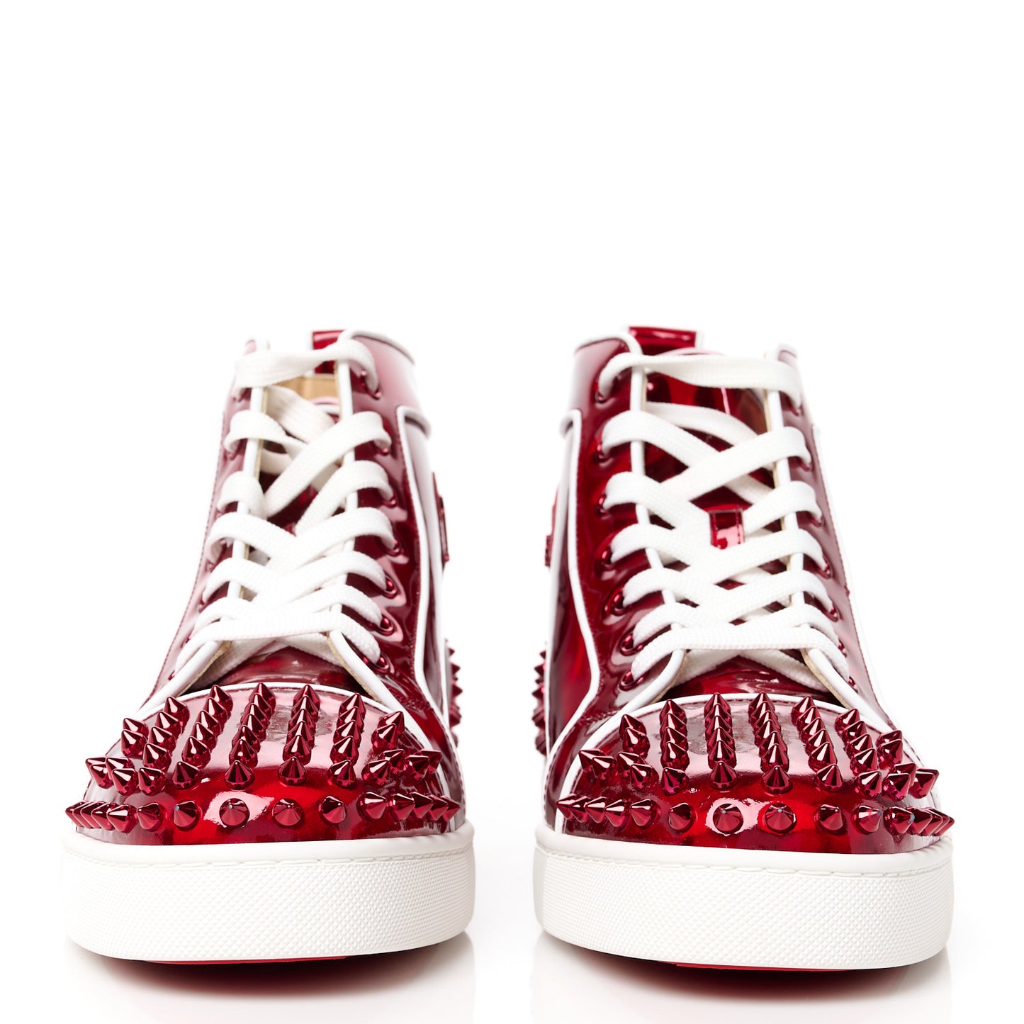 Metallic Patent Psychic Nappa Mens Lou Spikes 2 Flat High Top Sneakers 44 Loubi