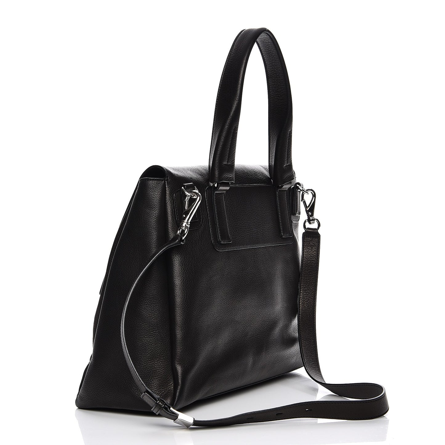 Waxy Grained Calfskin Medium Pandora Pure Flap Bag Black