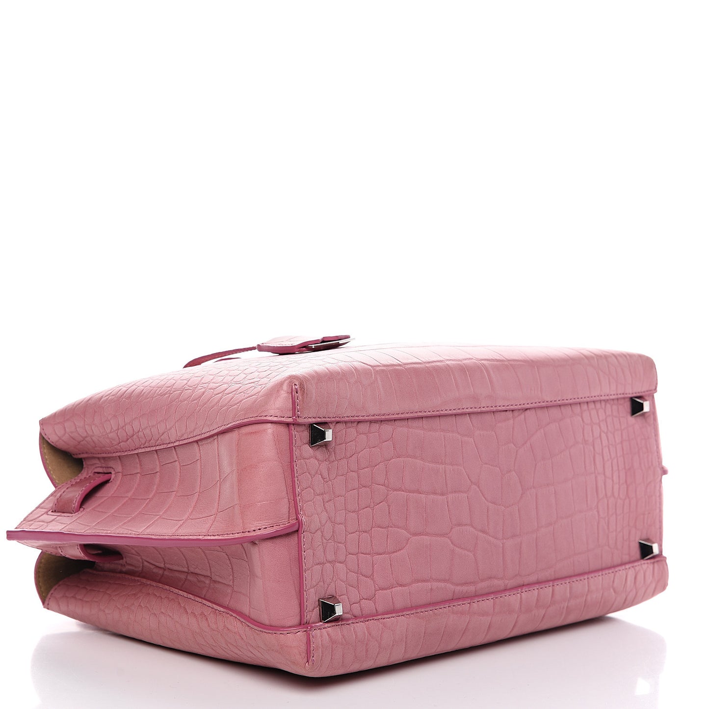 Calfskin Crocodile Embossed Medium Milla Tote Pink