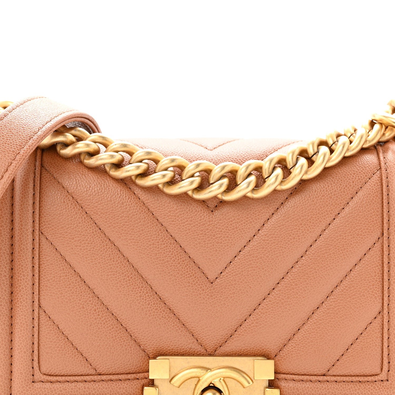 Chanel Caviar Chevron Quilted Small Boy Flap Brown 8 of 12