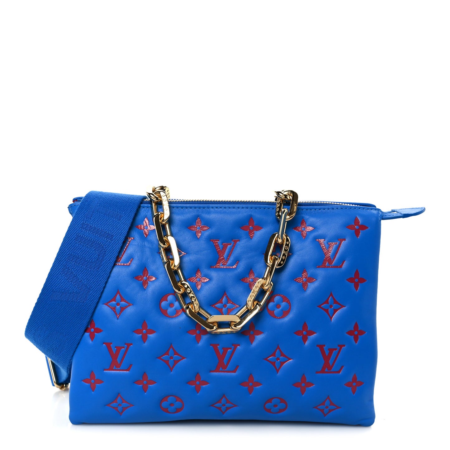 Lambskin Embossed Monogram Vuittamins Coussin PM Blue Red