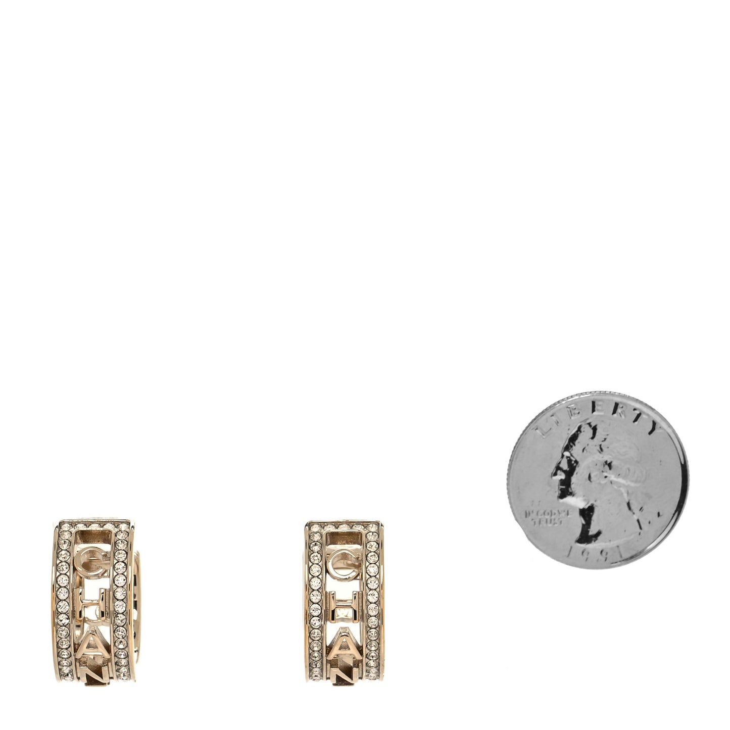 Metal Crystal Bow-tiful CC Hoop Earrings Gold