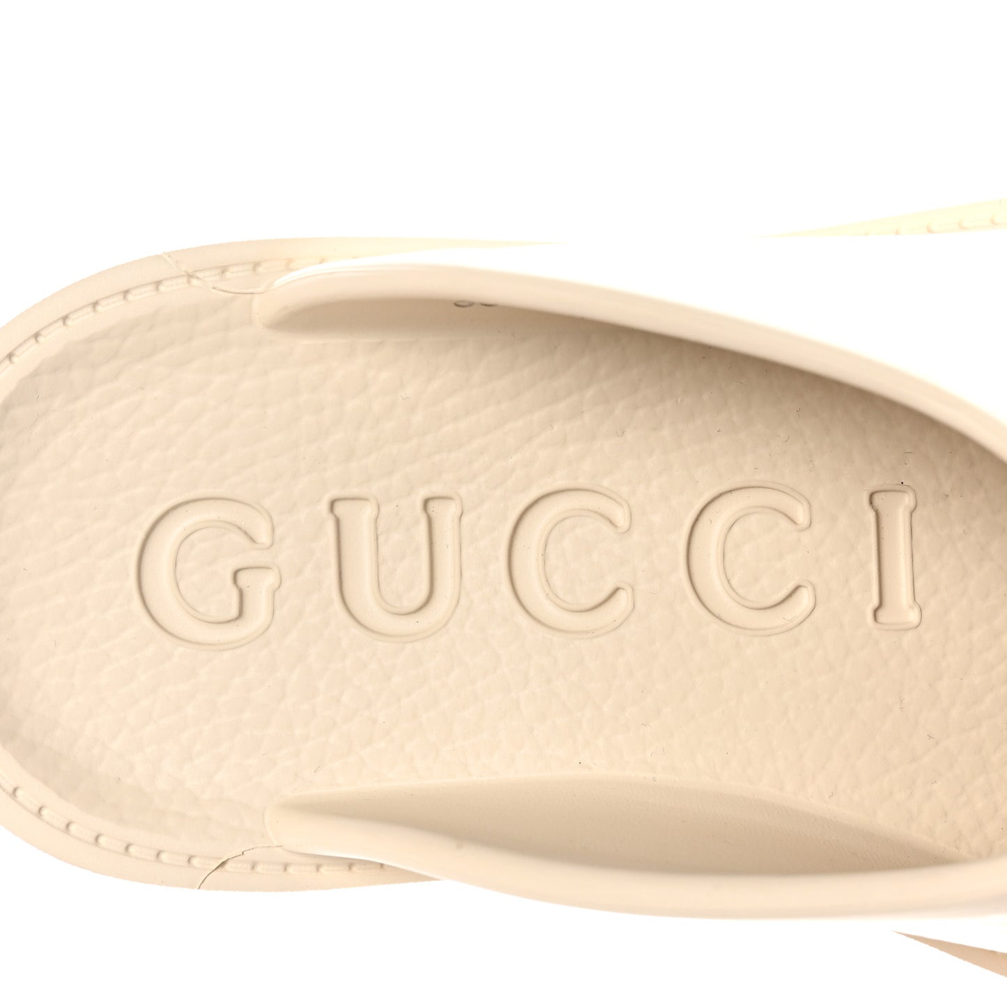 Rubber GG Monogram Perforated Elea Platform 55mm Lug Sole Sandals 36 Mystic White