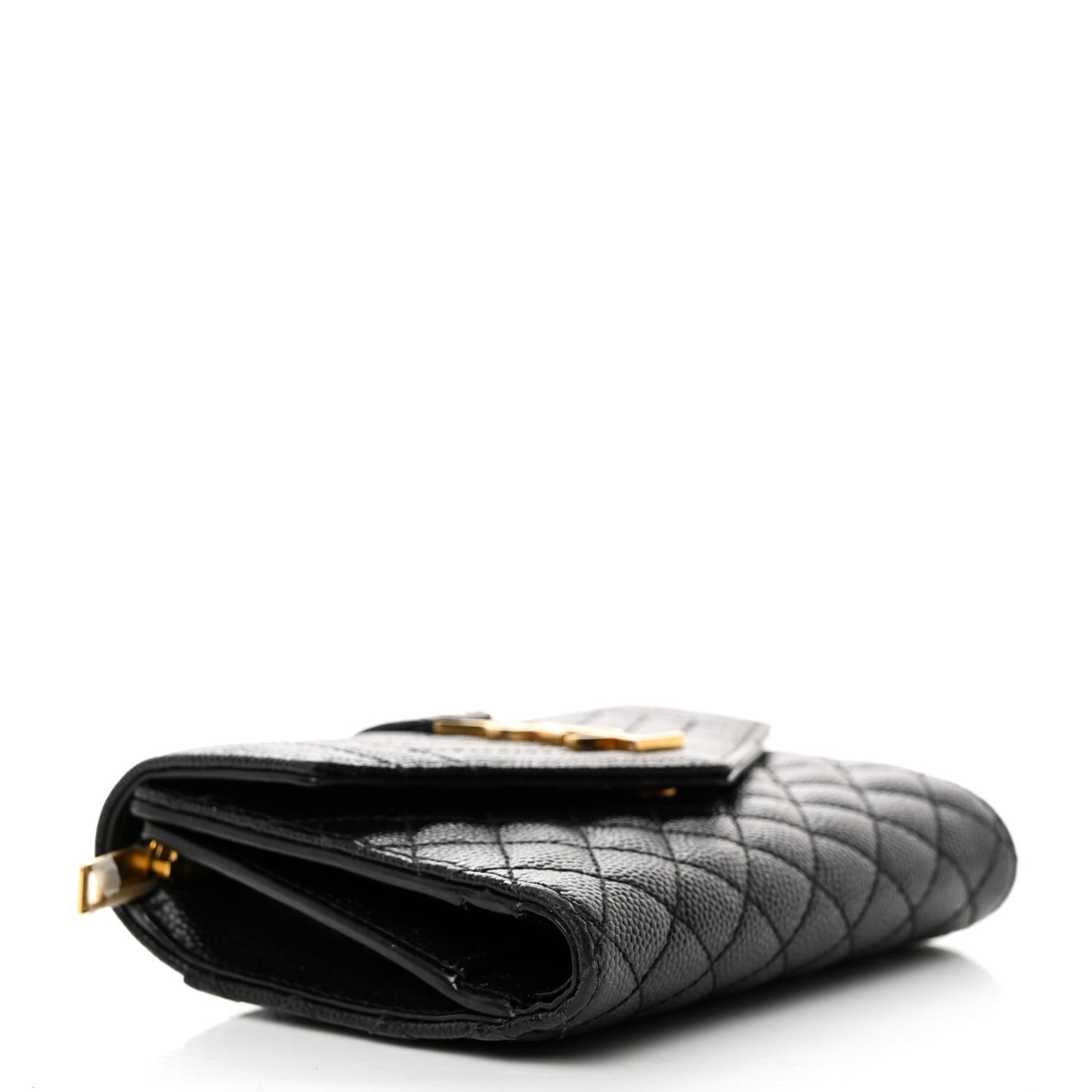 Grain De Poudre Mixed Matelasse Triquilt Monogram Compact Tri Fold Wallet Black