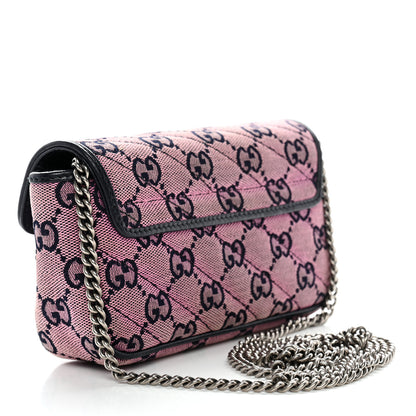 Gucci Monogram Multicolor Matelasse Diagonal Super Mini GG Marmont Shoulder Bag Pink Blue 2 of 15