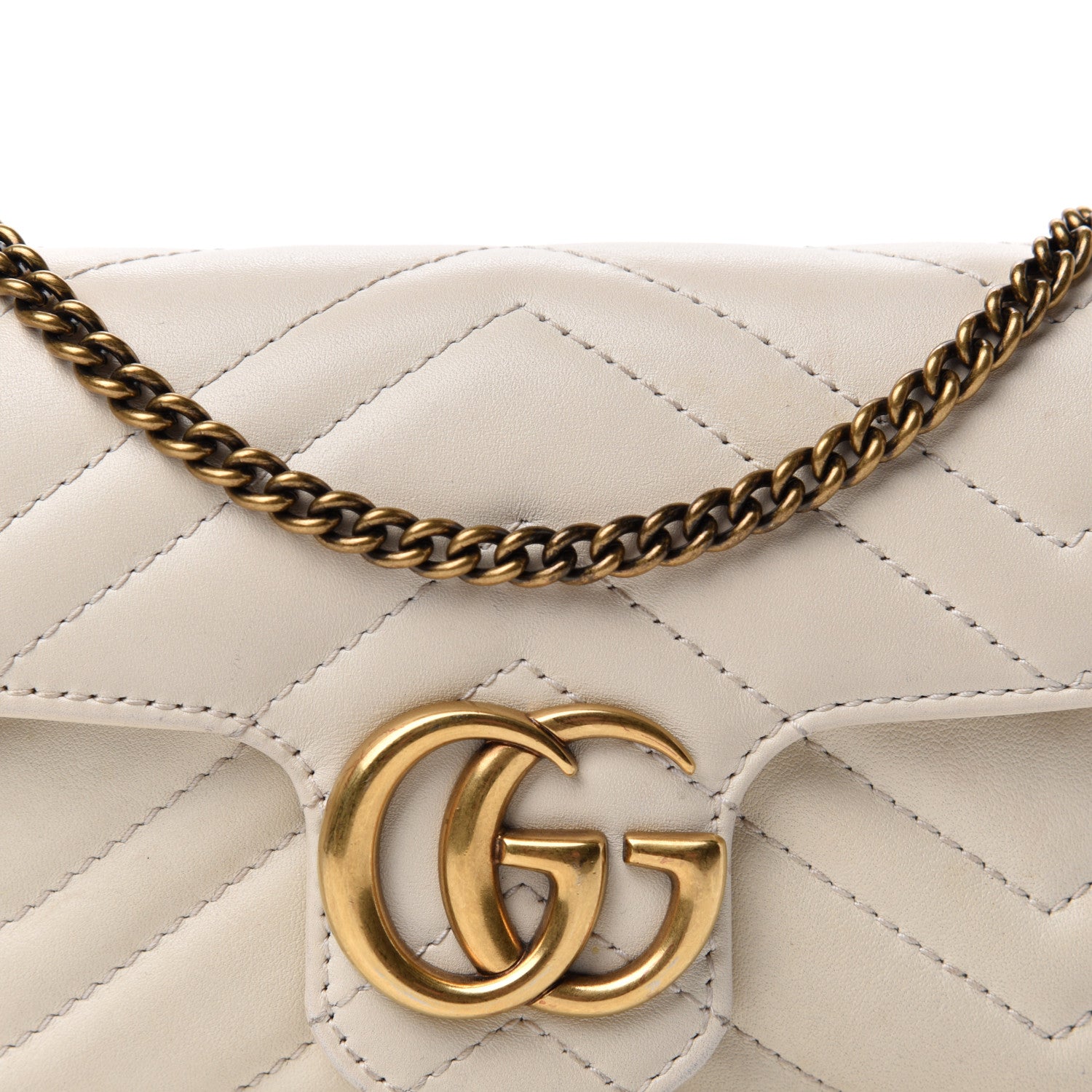 Gucci Calfskin Matelasse Super Mini GG Marmont Shoulder Bag White 10 of 10