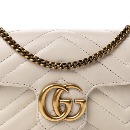 Gucci Calfskin Matelasse Super Mini GG Marmont Shoulder Bag White 10 of 10
