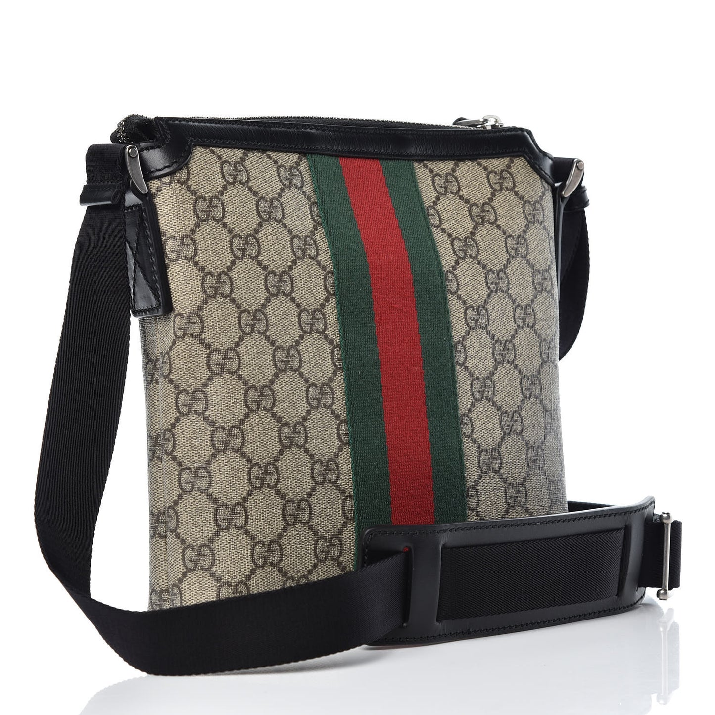 GG Supreme Monogram Web Messenger Bag Black