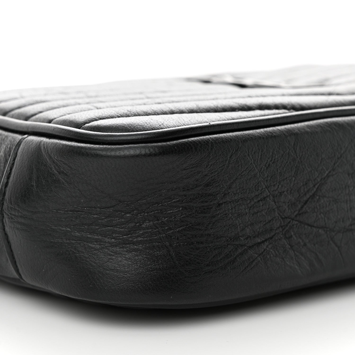 Saint Laurent Calfskin Matelasse Monochrome Monogram Mini Lou Camera Bag Black 9 of 10