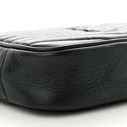 Saint Laurent Calfskin Matelasse Monochrome Monogram Mini Lou Camera Bag Black 9 of 10