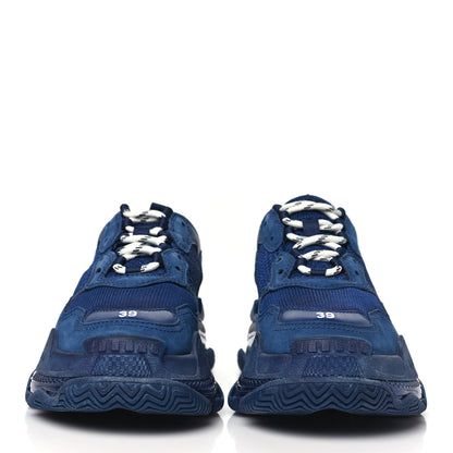 Balenciaga Fabric Mesh Washed Effect Womens Triple S Sneakers 39 Blue 2 of 7