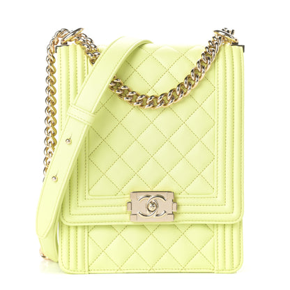 Chanel Calfskin Quilted North South Boy Flap Light Green 1 of 9