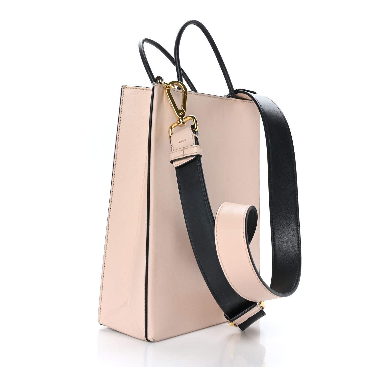 Fendi Vitello Fluffy Logo Small Shopping Bag Rosa Quarzo Black 3 of 12