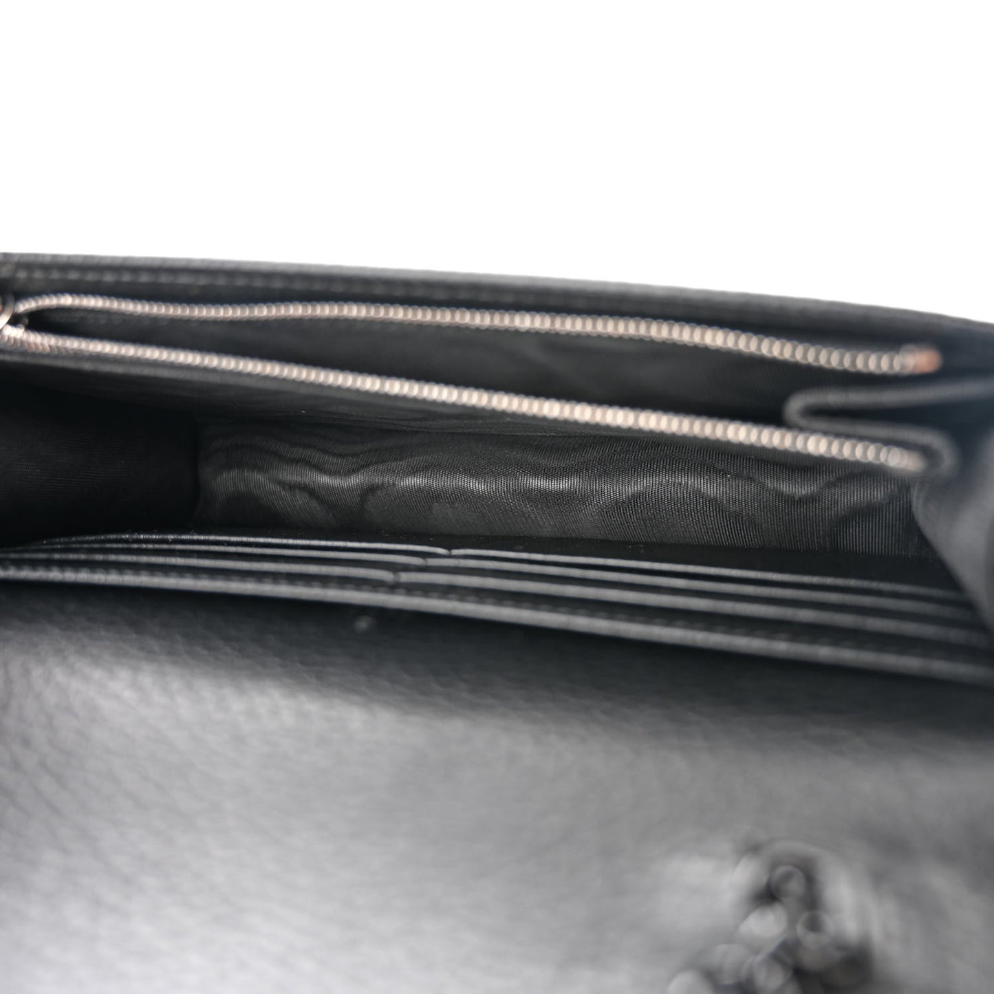 Dollar Calfskin Enamel Monochrome Mini GG Marmont Chain Wallet Black