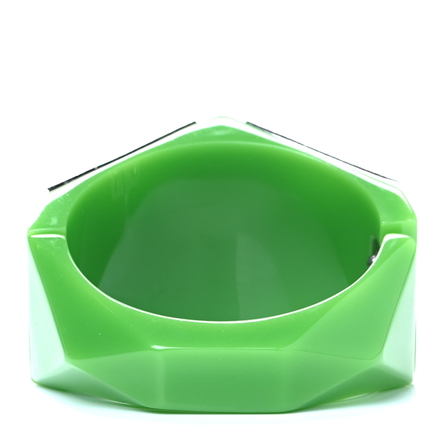 Chanel Resin Crystal CC Cuff Bracelet Green Pink 2 of 3