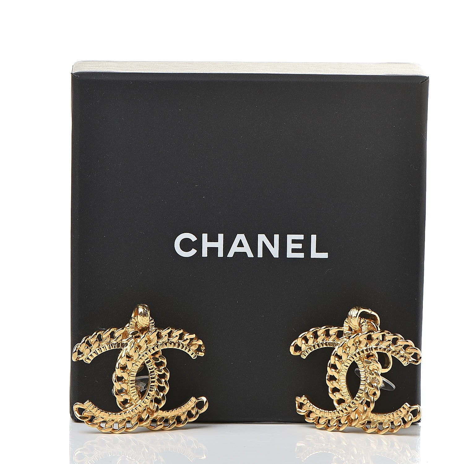Chanel Metal CC Chain Drop Earrings Gold 5 of 5