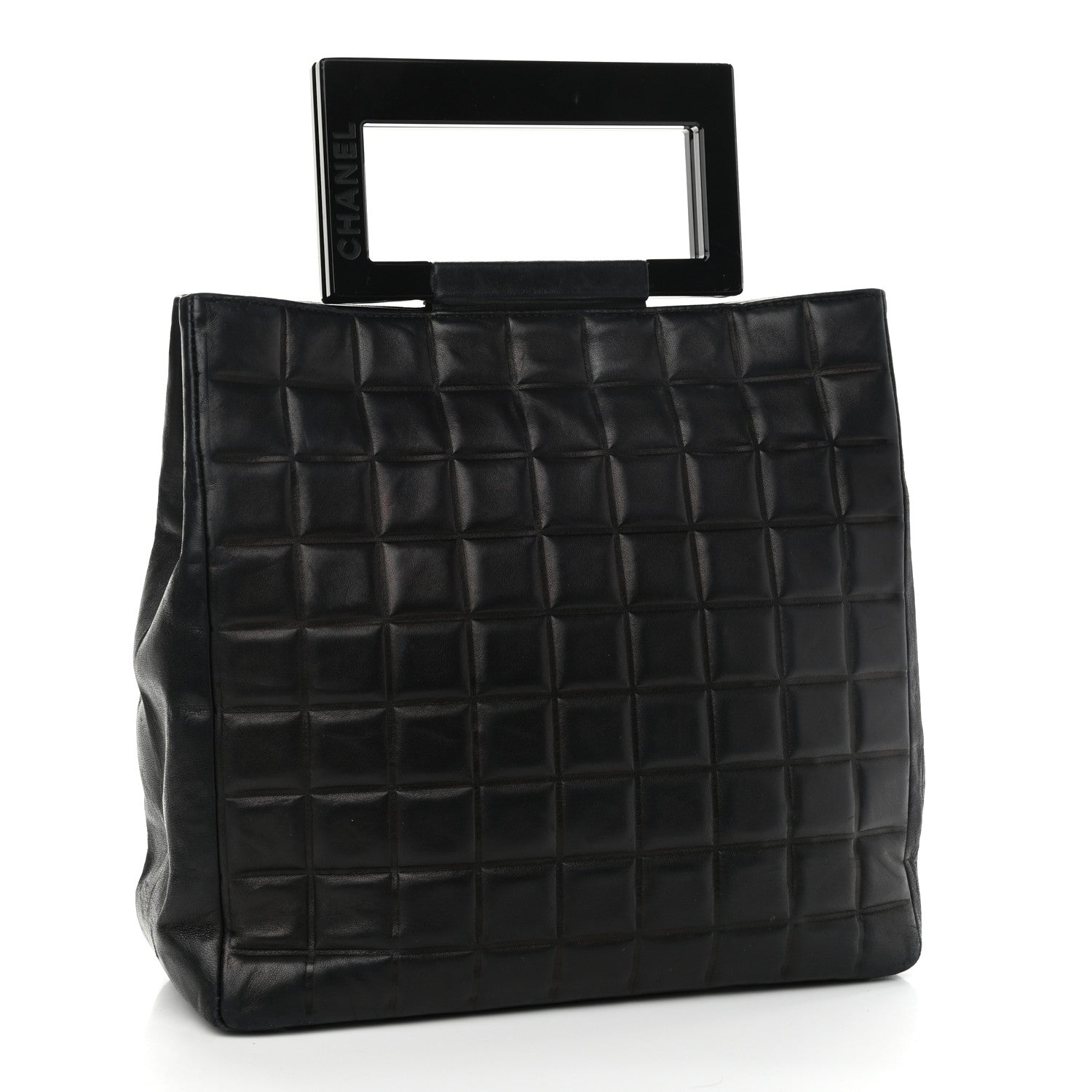 Chanel Lambskin Chocolate Bar Quilted Frame Handbag Black 3 of 10