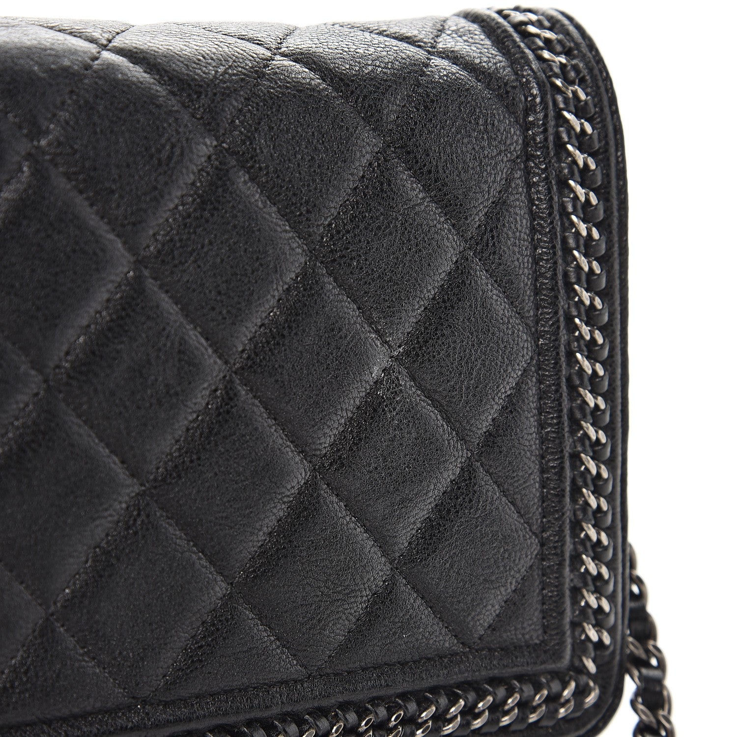 Chanel Calfskin Quilted Chain Around Boy Wallet On Chain WOC Black 9 of 10